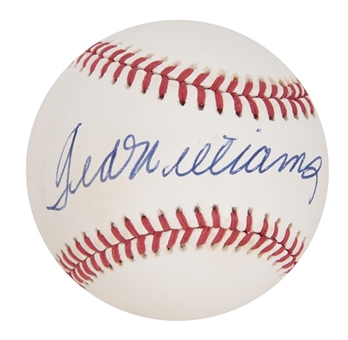 Ted Williams Single Signed OAL Brown Baseball (PSA/DNA MINT 9)